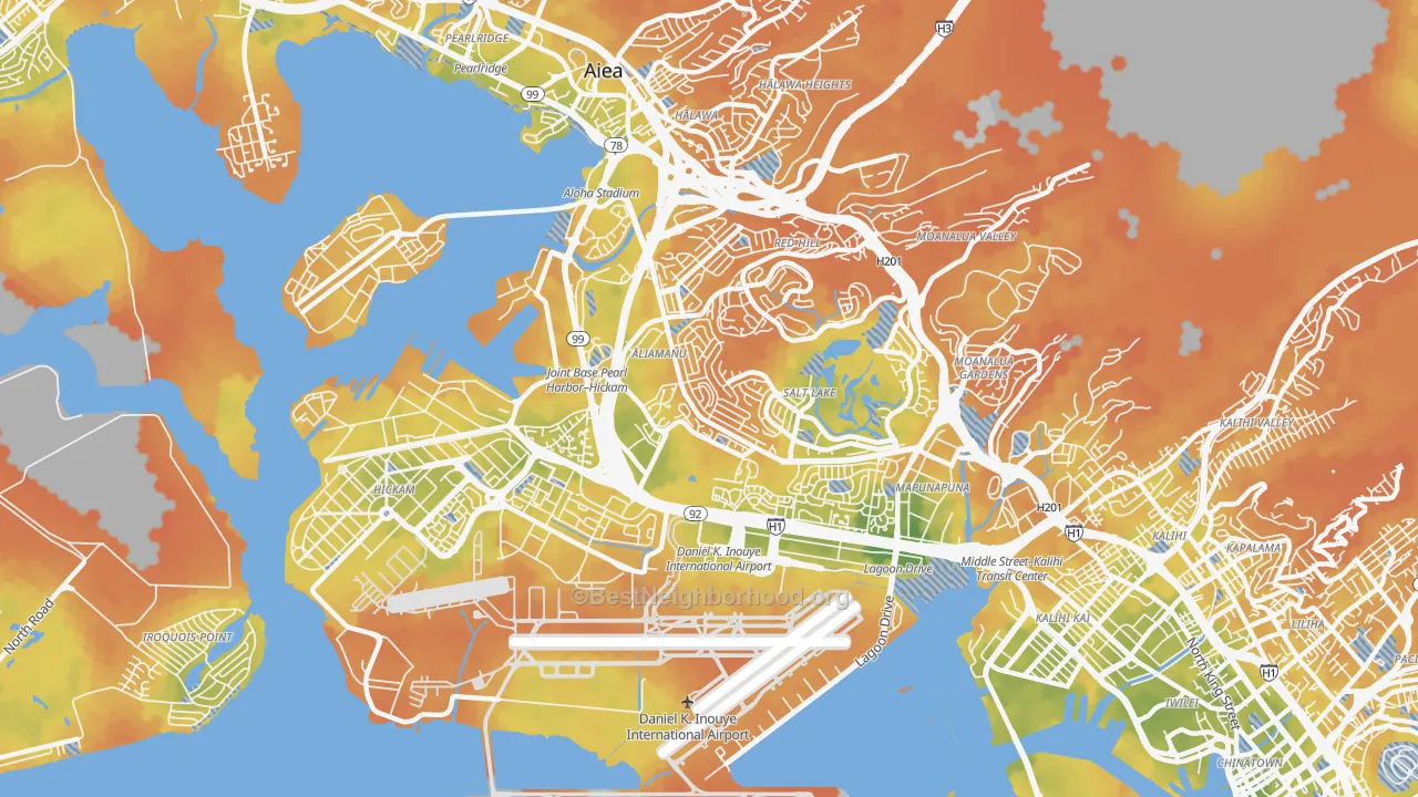 Bike Grade map of 96818, HI