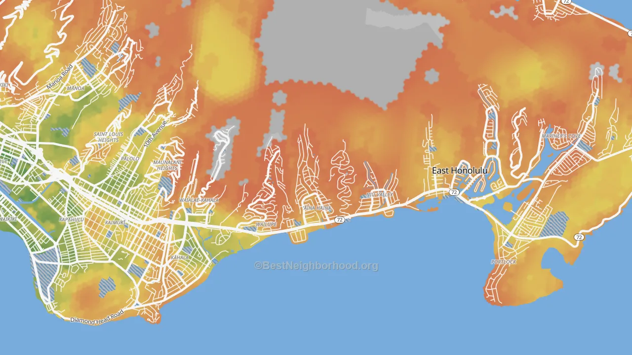 Bike Grade map of 96821, HI