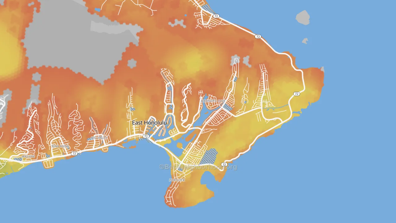 Bike Grade map of 96825, HI