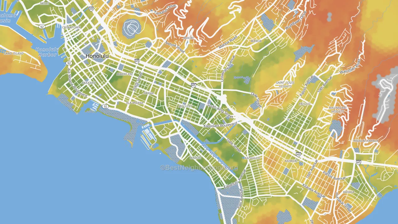 Bike Grade map of 96826, HI