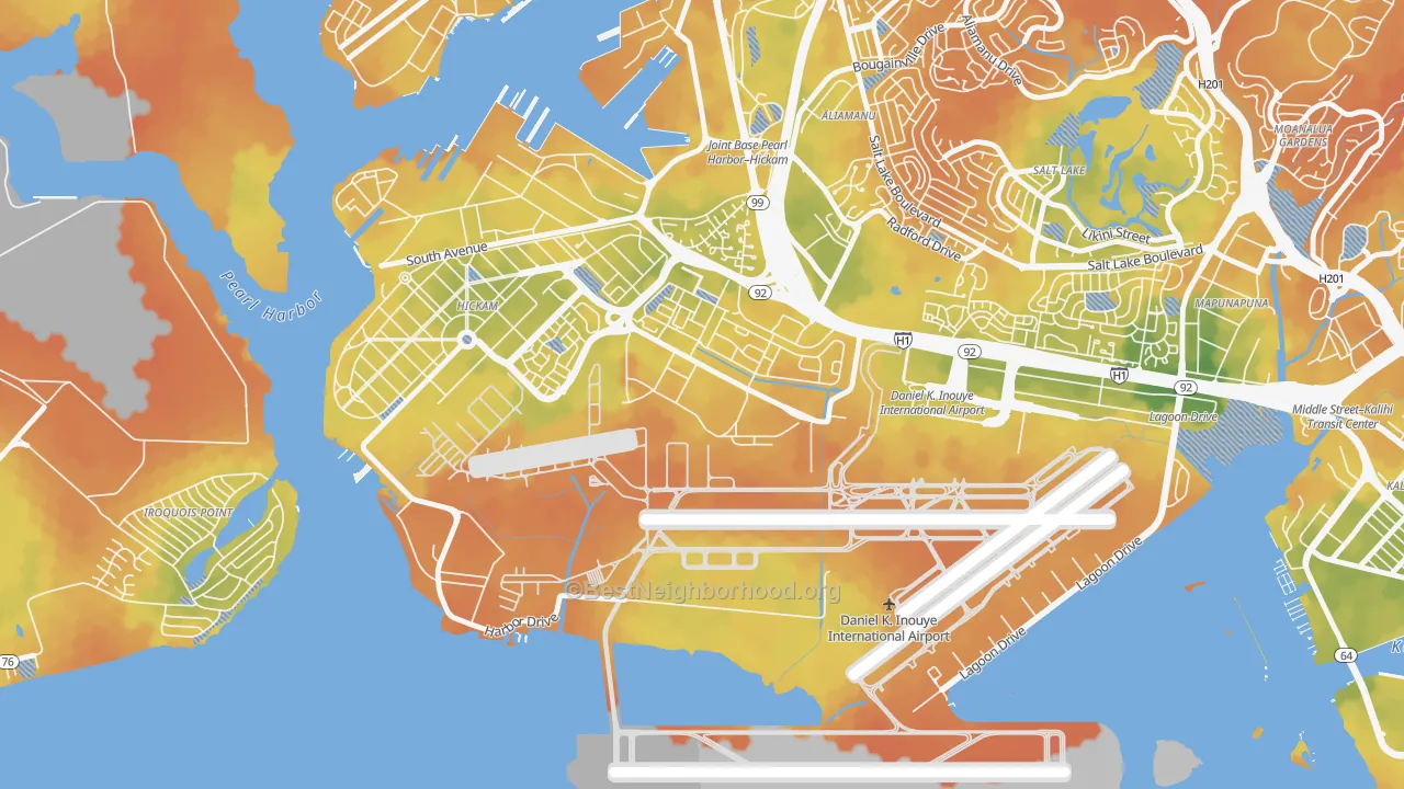 Bike Grade map of 96853, HI