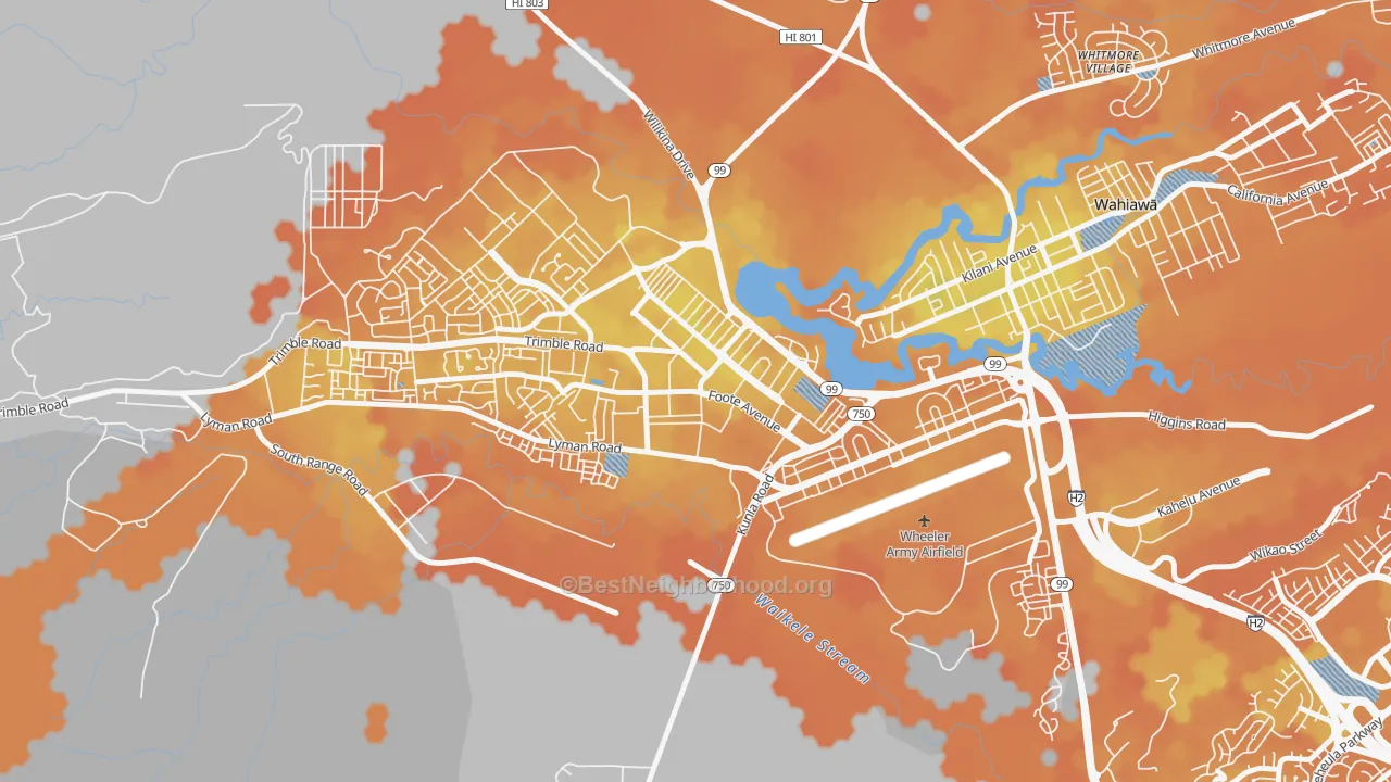 Bike Grade map of 96857, HI