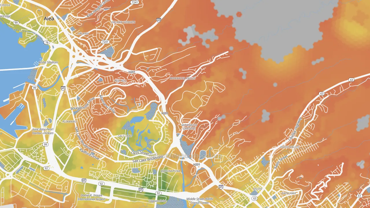 Bike Grade map of 96859, HI
