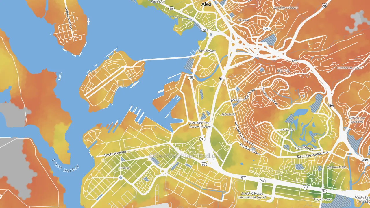 Bike Grade map of 96860, HI