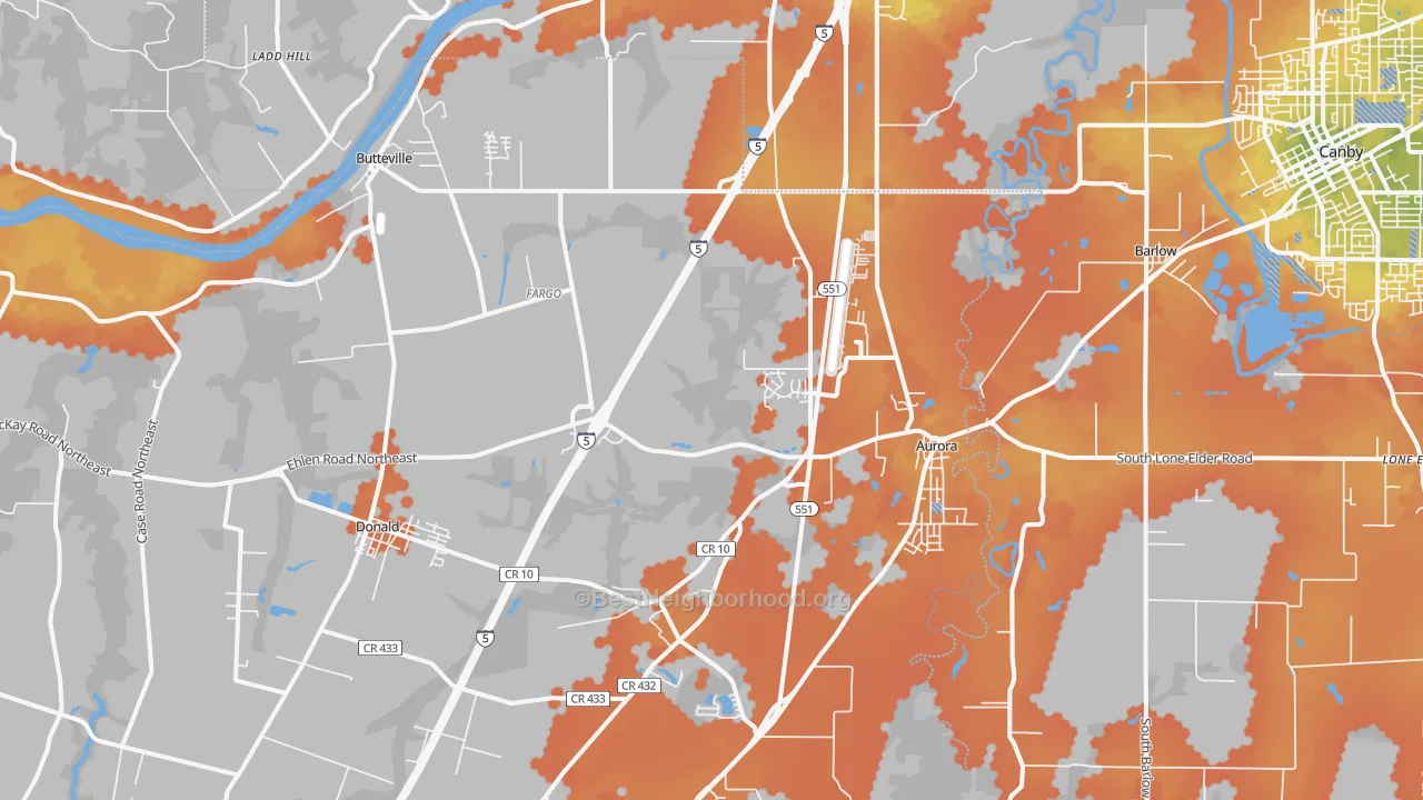Bike Grade map of 97002, OR