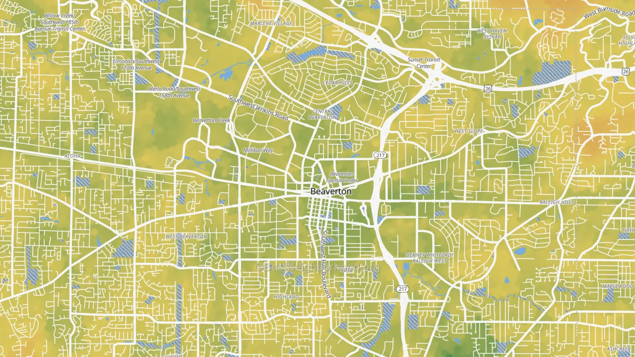 Bike Grade map of 97005, OR
