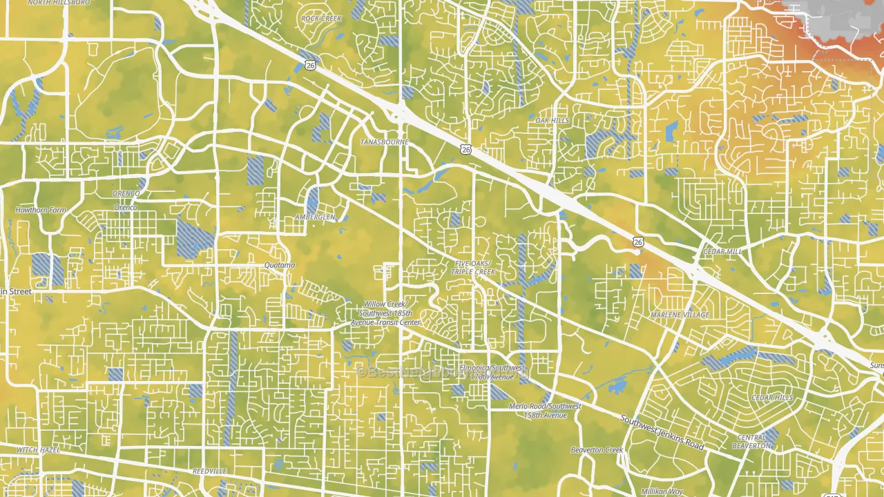 Bike Grade map of 97006, OR