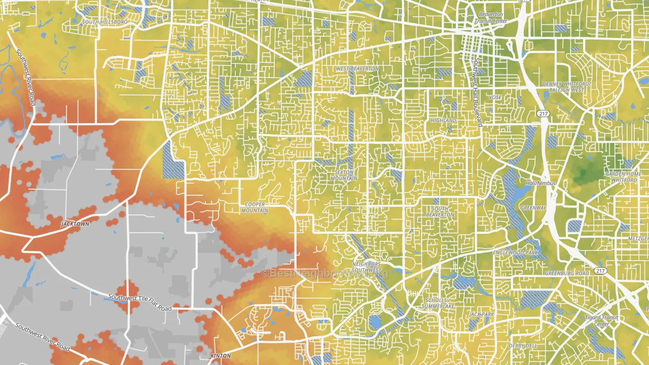 Bike Grade map of 97007, OR