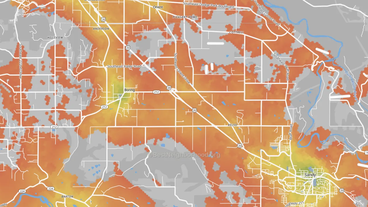 Bike Grade map of 97009, OR