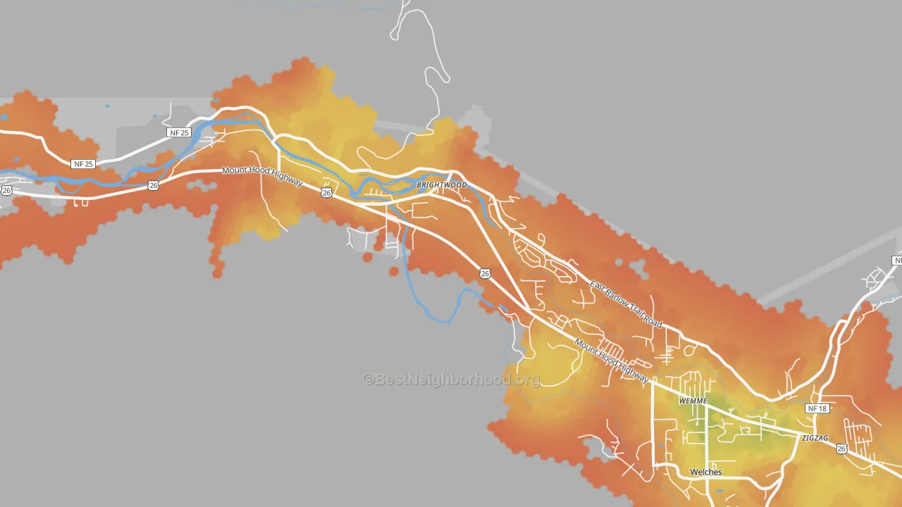 Bike Grade map of 97011, OR