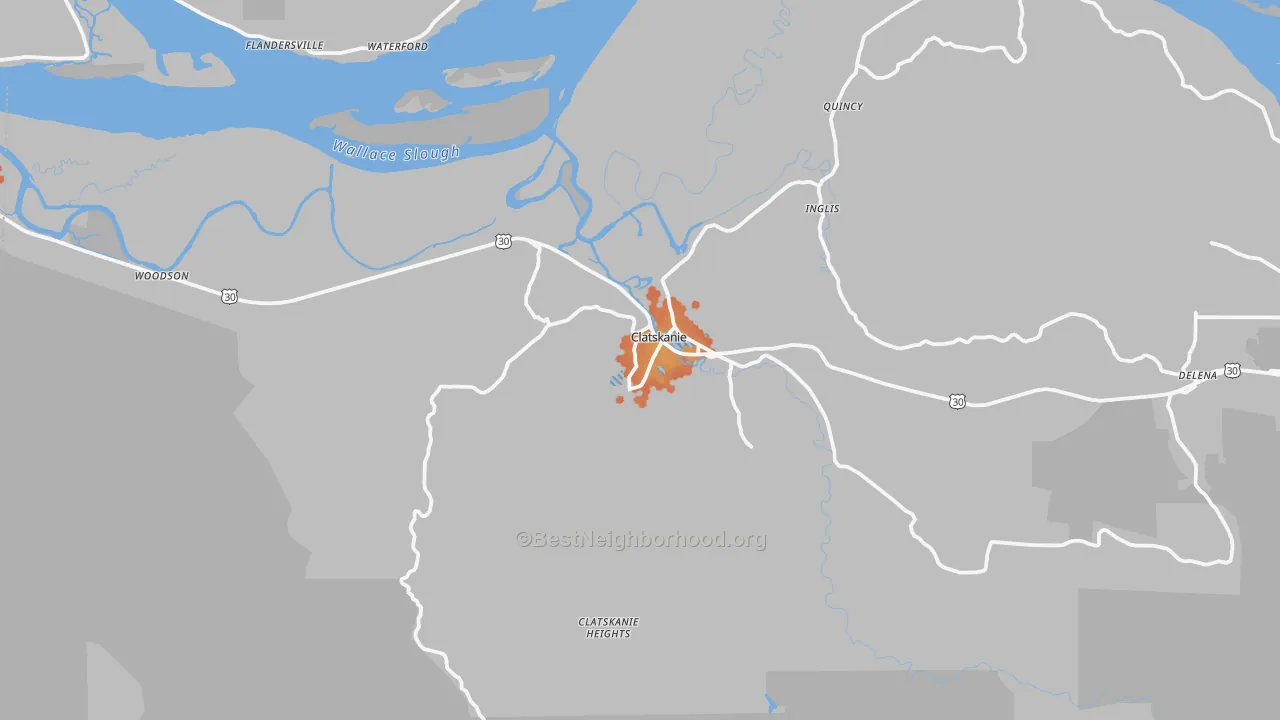 Bike Grade map of 97016, OR