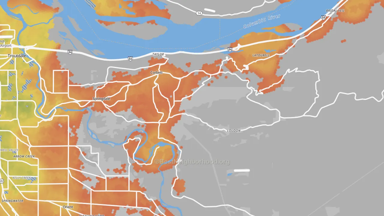 Bike Grade map of 97019, OR