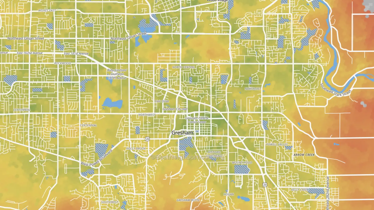 Bike Grade map of 97030, OR