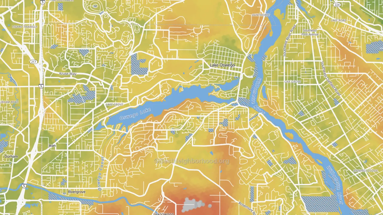 Bike Grade map of 97034, OR