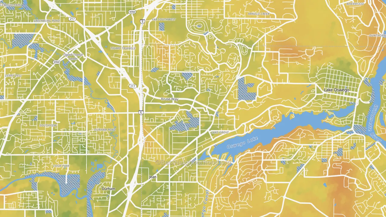 Bike Grade map of 97035, OR