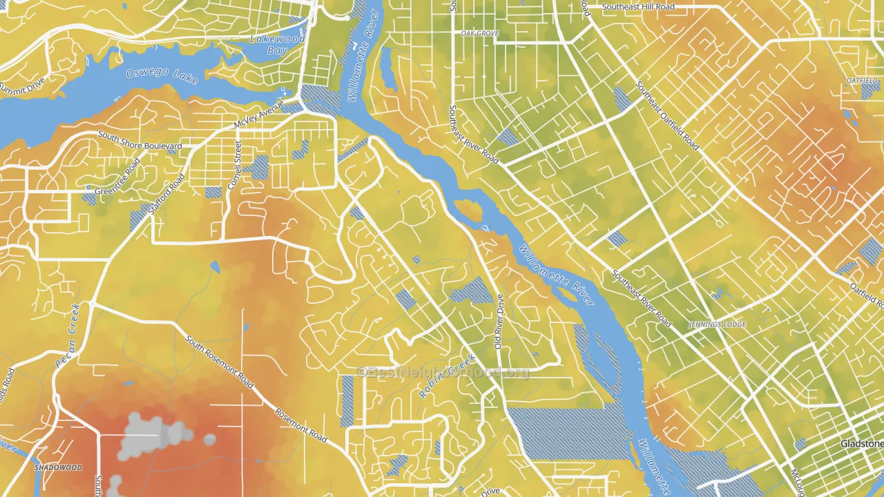 Bike Grade map of 97036, OR