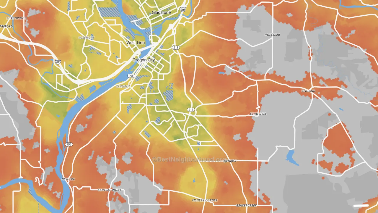 Bike Grade map of 97045, OR