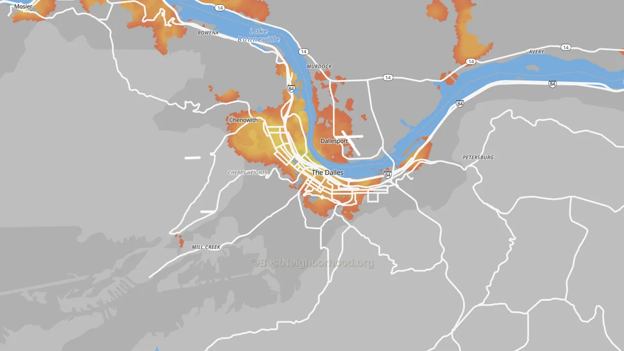 Bike Grade map of 97058, OR
