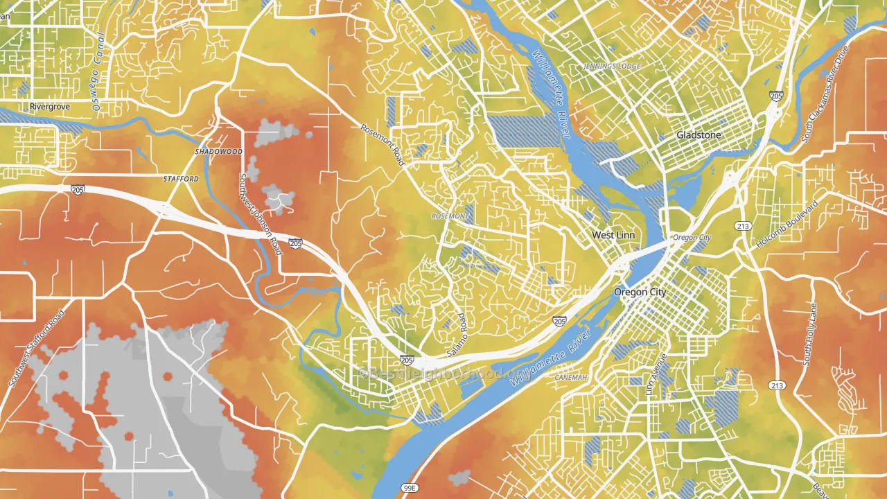 Bike Grade map of 97068, OR