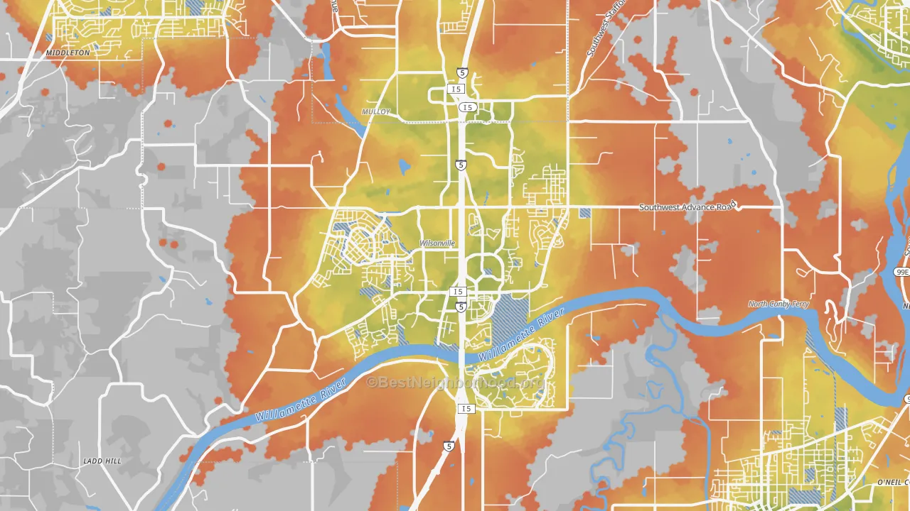 Bike Grade map of 97070, OR