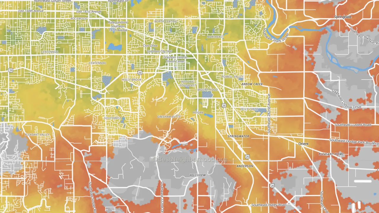 Bike Grade map of 97080, OR