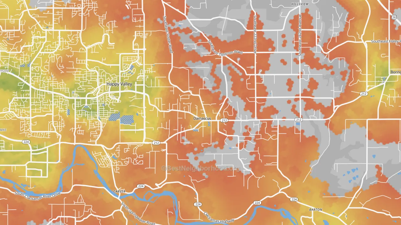 Bike Grade map of 97089, OR