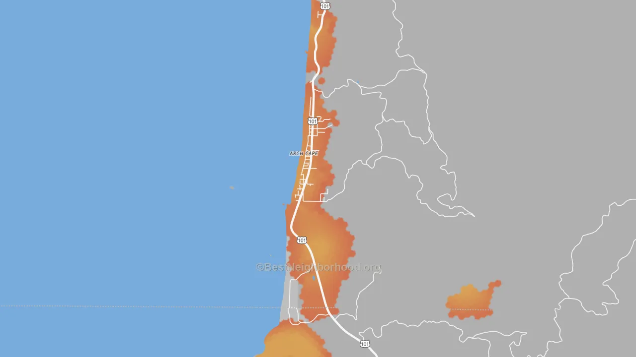 Bike Grade map of 97102, OR