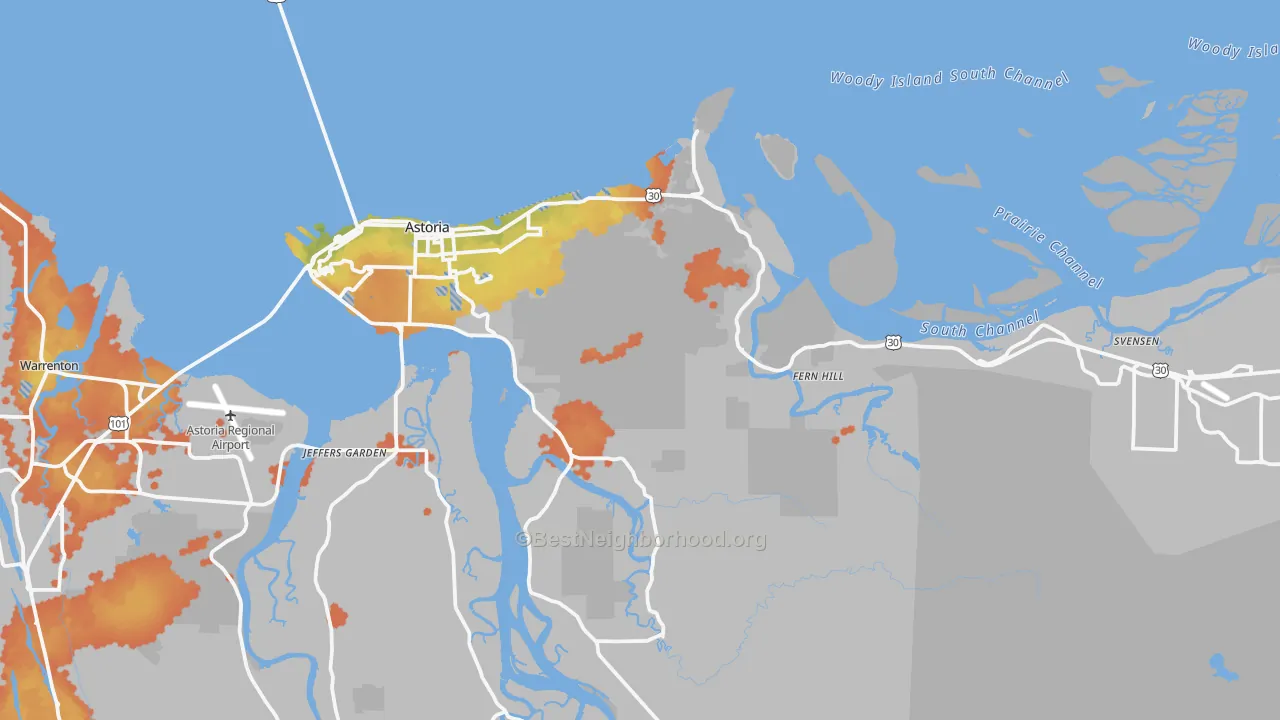 Bike Grade map of 97103, OR