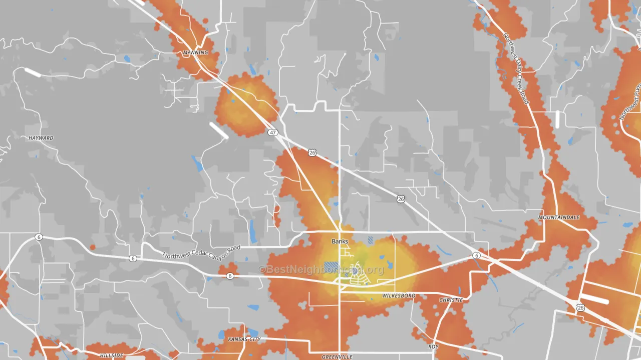 Bike Grade map of 97106, OR