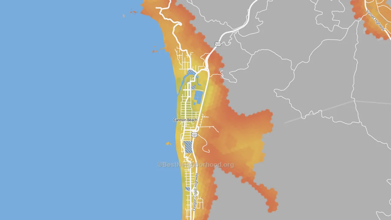 Bike Grade map of 97110, OR