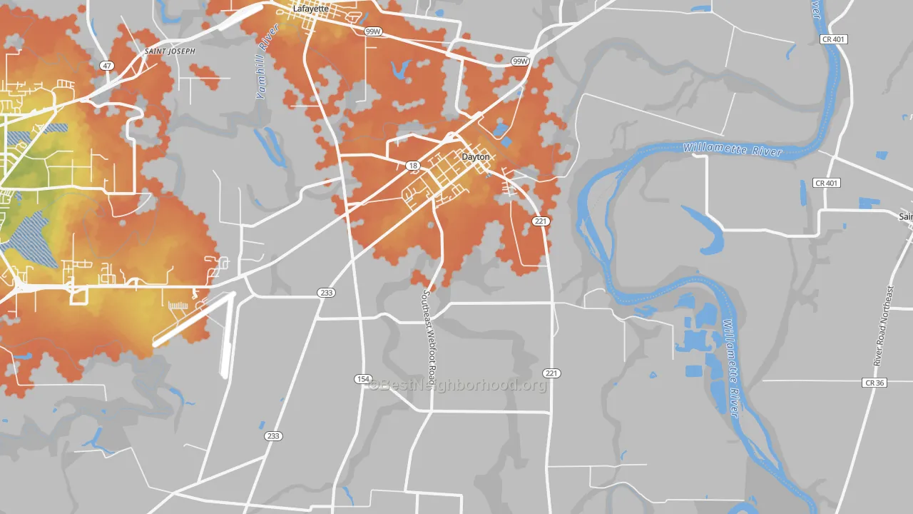 Bike Grade map of 97114, OR