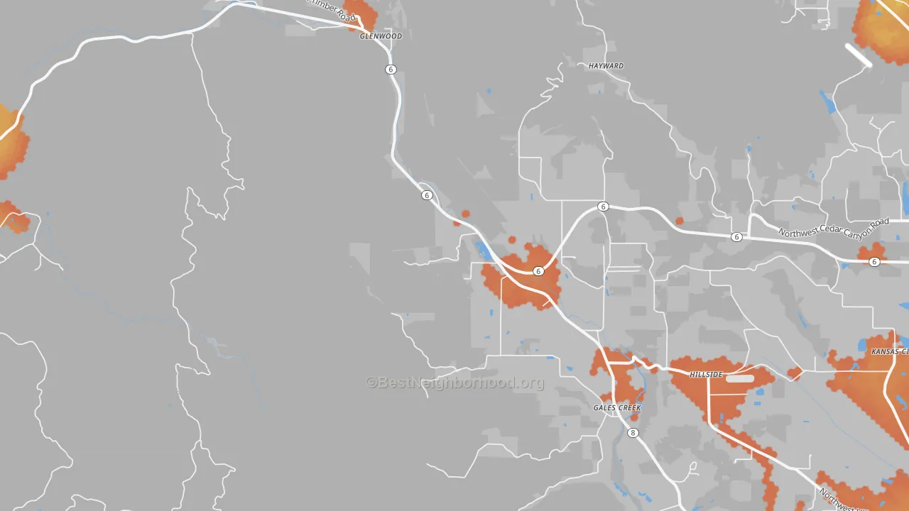Bike Grade map of 97117, OR