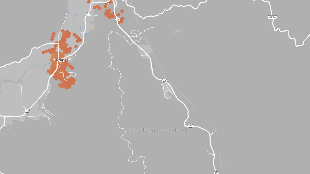 Bike Grade map of 97122, OR