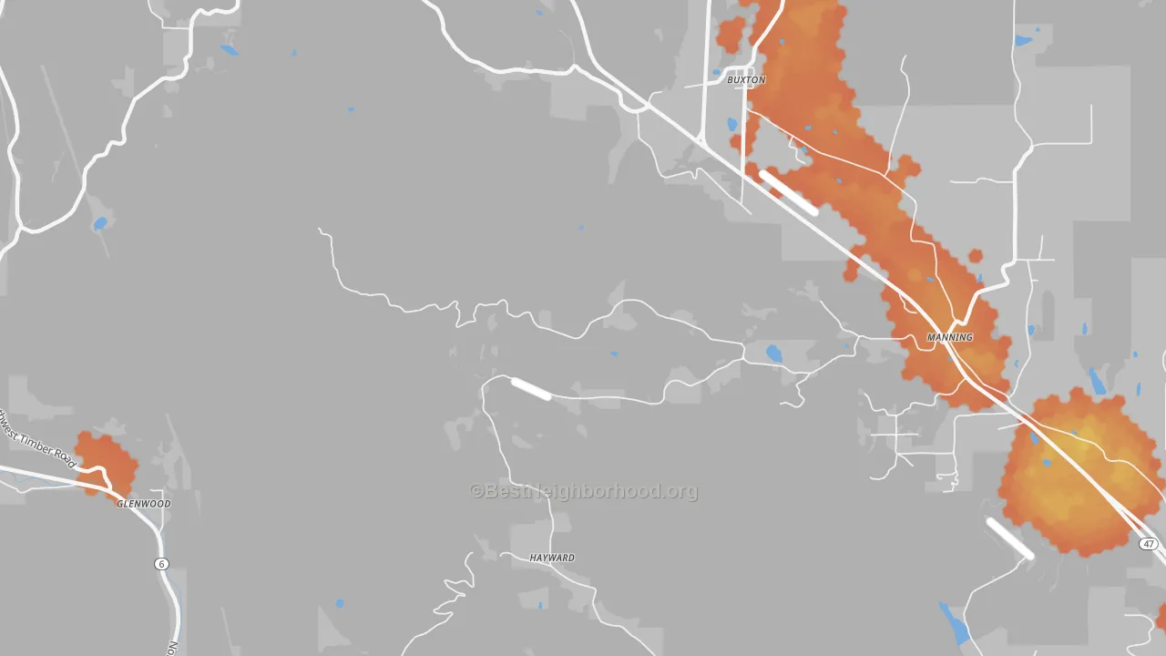 Bike Grade map of 97125, OR