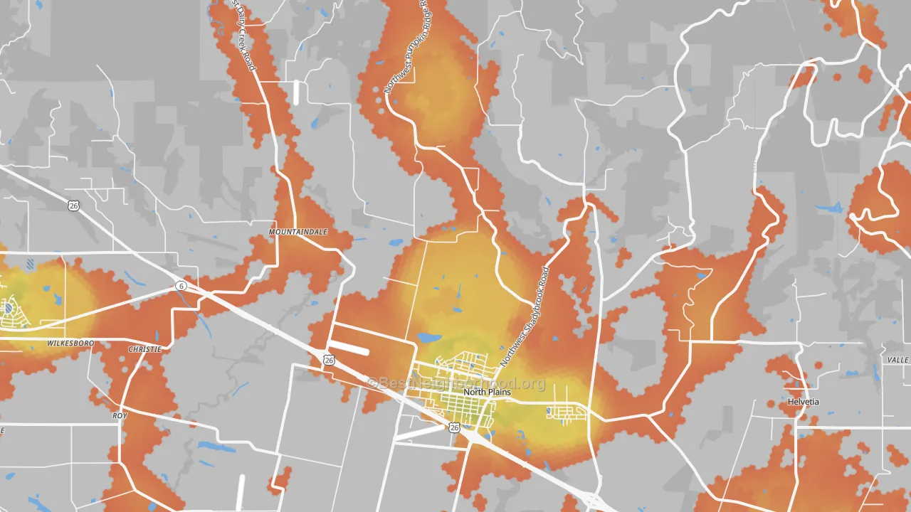 Bike Grade map of 97133, OR