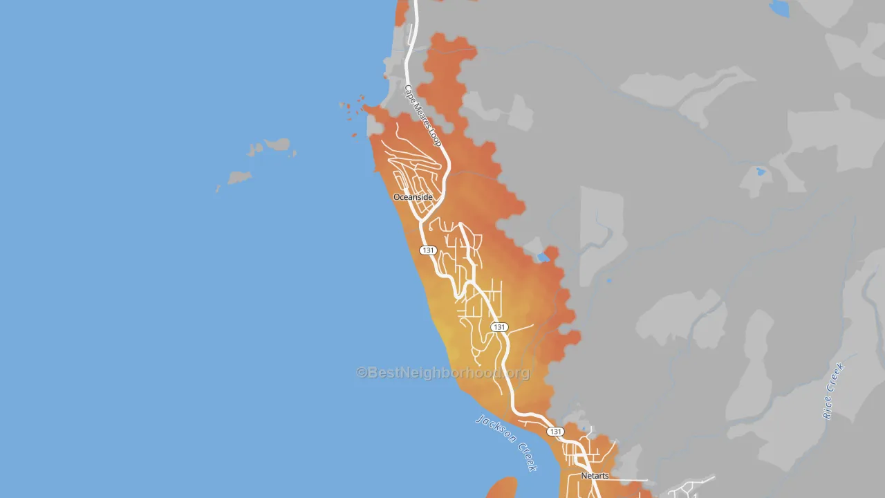 Bike Grade map of 97134, OR