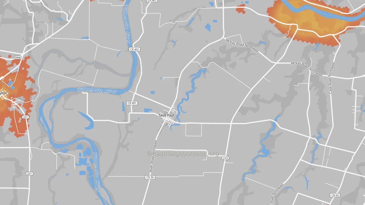Bike Grade map of 97137, OR