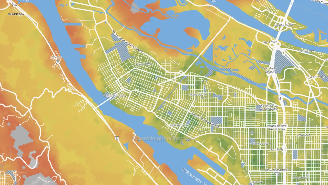 Bike Grade map of 97203, OR