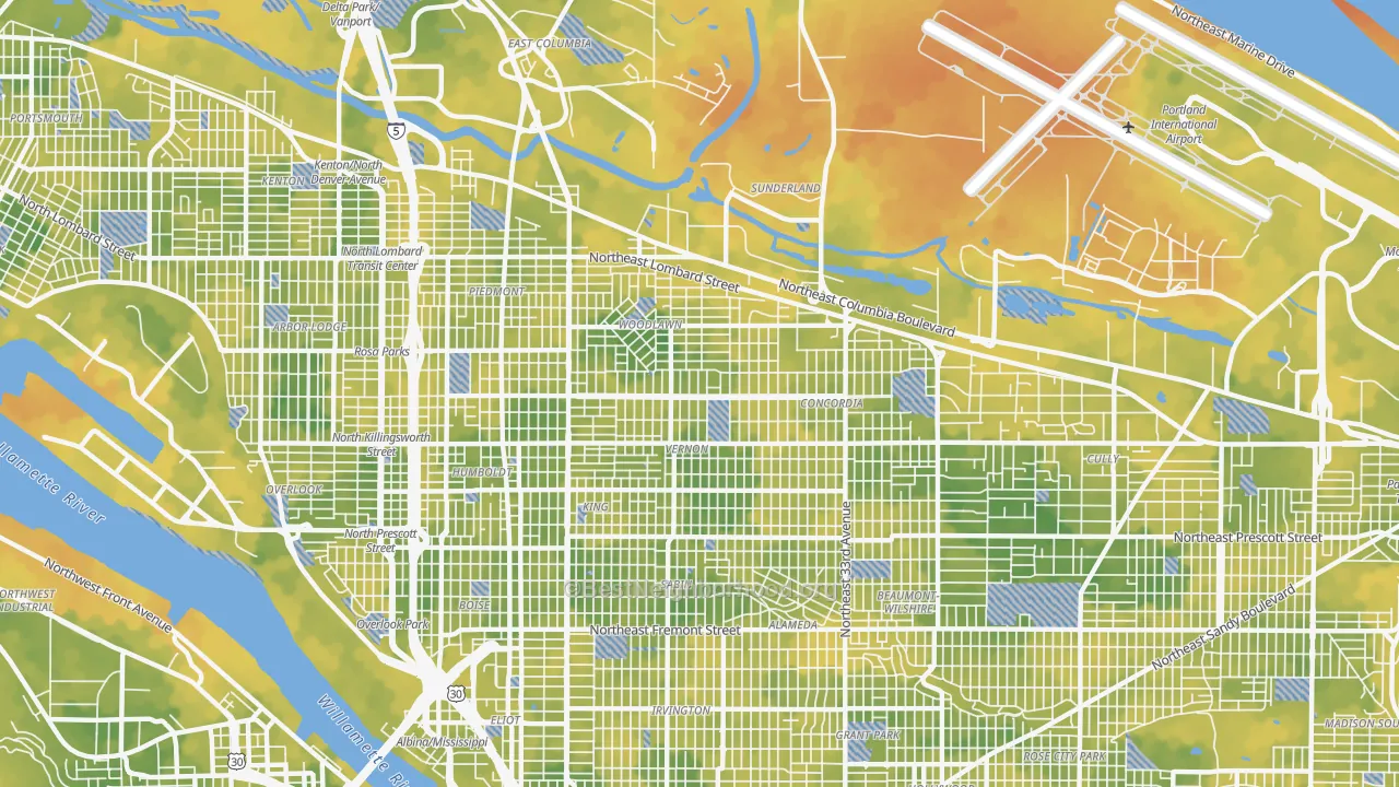 Bike Grade map of 97211, OR