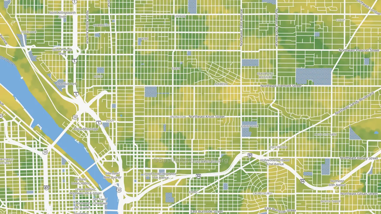 Bike Grade map of 97212, OR