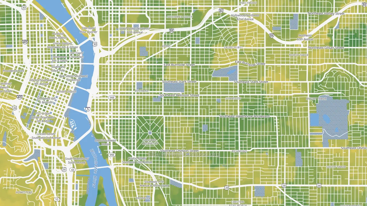 Bike Grade map of 97214, OR