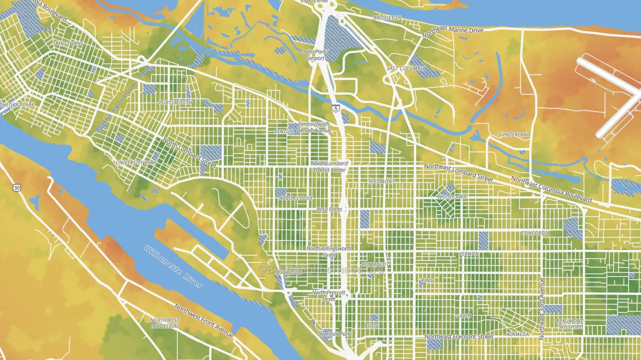 Bike Grade map of 97217, OR