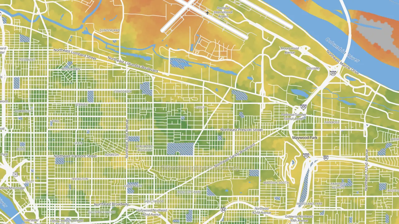 Bike Grade map of 97218, OR
