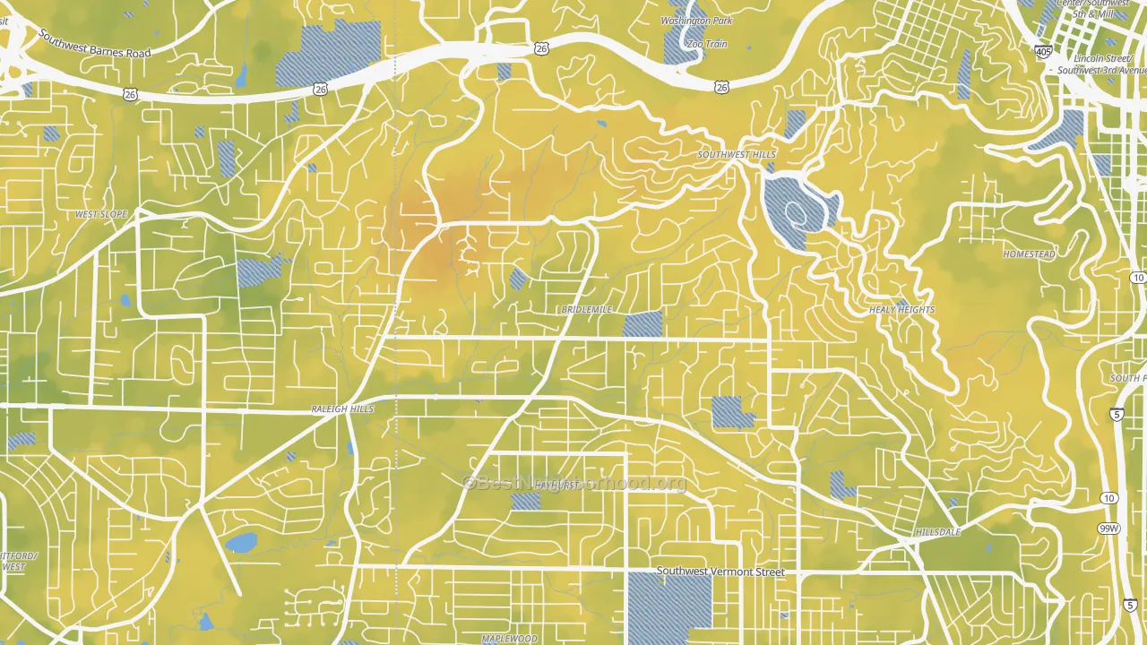 Bike Grade map of 97221, OR
