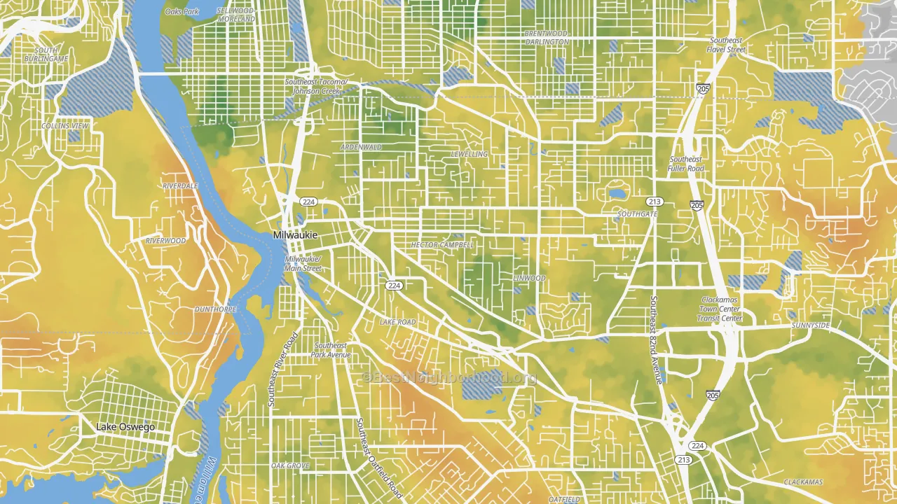 Bike Grade map of 97222, OR