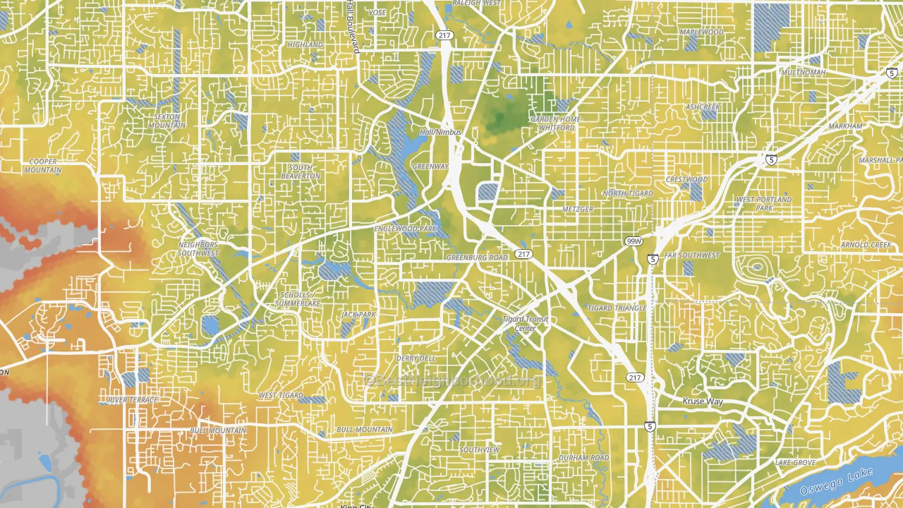 Bike Grade map of 97223, OR