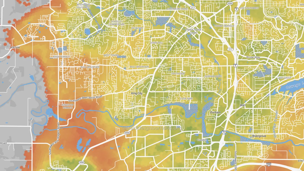 Bike Grade map of 97224, OR