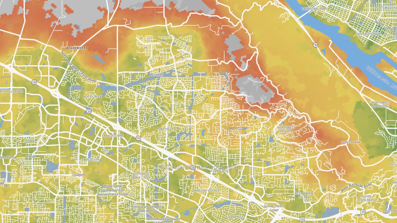 Bike Grade map of 97229, OR
