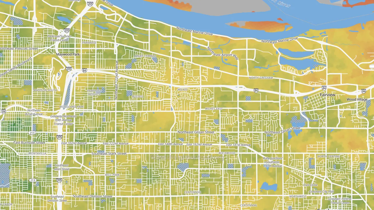 Bike Grade map of 97230, OR