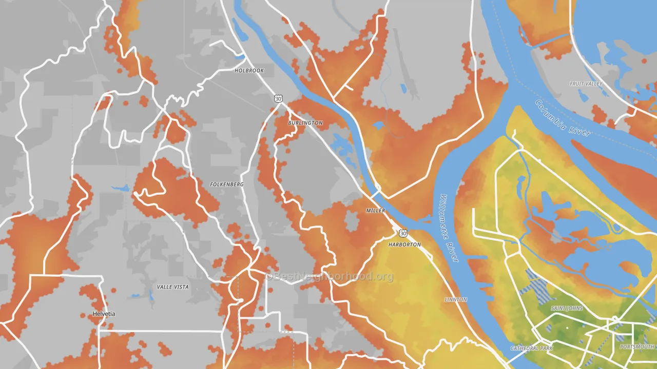 Bike Grade map of 97231, OR
